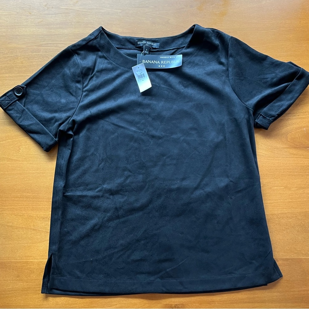 NWT Banana Republic Factory Black Vegan Suede Shirt